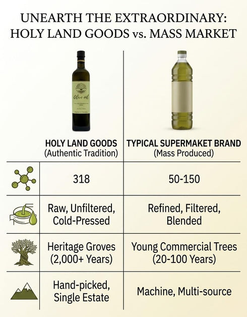 750mL 2025/6 100% Holy Land Goods Palestinian Extra Virgin Levantine Olive Oil Polyphenol Rich, Harvest, glass bottle
