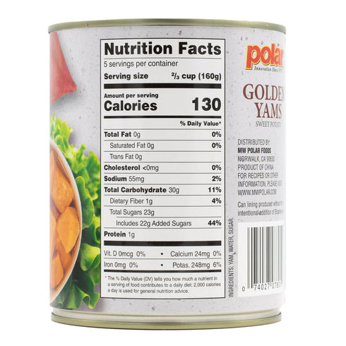 30oz (Pack 1) MW Polar Golden Yams Sweet Potato in Light Syrup