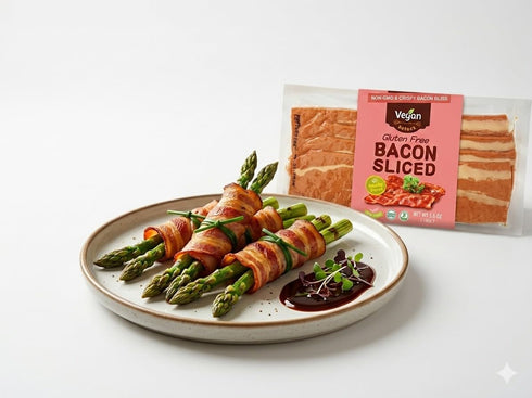 VEGAN SELECT SINCE 1993 5.6 oz Vegan Select Plant-Based Bacon Strips, Rich Smoky Flavor, Non-GMO Soy Protein
