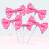 Bowknot Cupcake Topper, 20 PCS Deep Rose with Dots for Children's Birthday Baby Shower Party