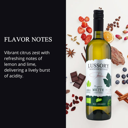 0.0% (750ml) (2, Lussory Organic Bio Dealcoholized Chardonnay Non Alcoholic Wine From Spain, Low Calories, Organic