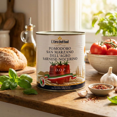 2550g (88 oz). L'Oro Del Sud - D.O.P San Marzano Tomatoes of Agro Sarnese-Nocerino Area, Net Wt. fl. Pomodoro San