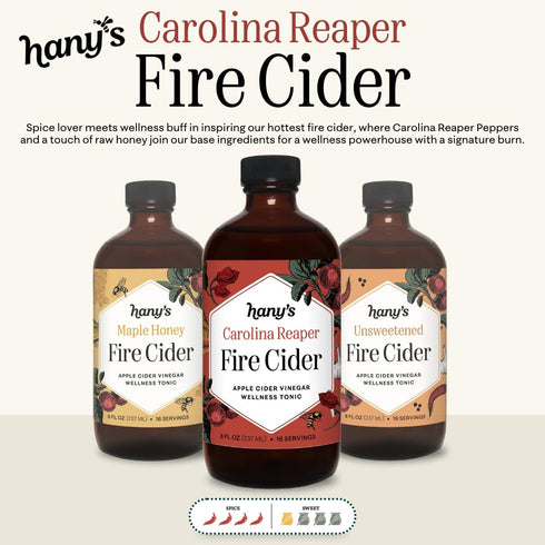 16 oz Hany's Harvest Carolina Reaper Fire Cider fl Glass Bottle | All-Natural, Small-Batch, Handcrafted, Non-GMO
