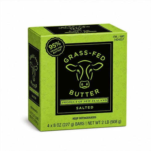 Generic Grass-Fed Salted Butter, Product of New Zealand, Rich Creamy Butter Bars for