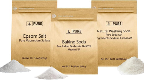 Pure Original Ingredients Washing Soda, Epsom Salt, and Baking Soda Bundle, 1