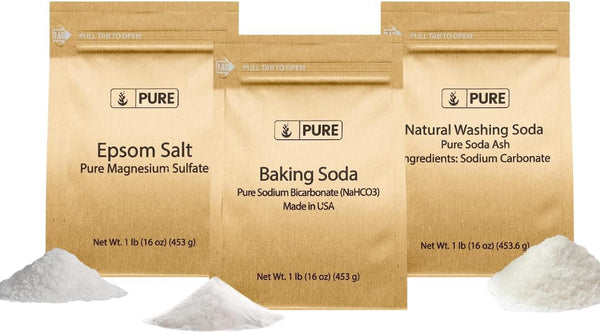 Pure Original Ingredients Washing Soda, Epsom Salt, and Baking Soda Bundle, 1