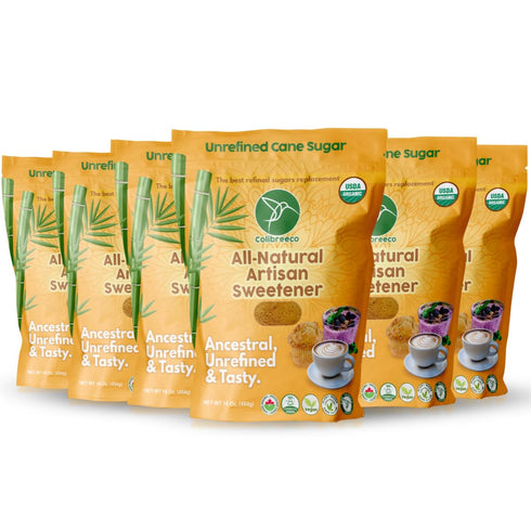 Colibreeco, Organic Unrefined Cane Sugar, 1 Pound (Pack of 6): Perfect for