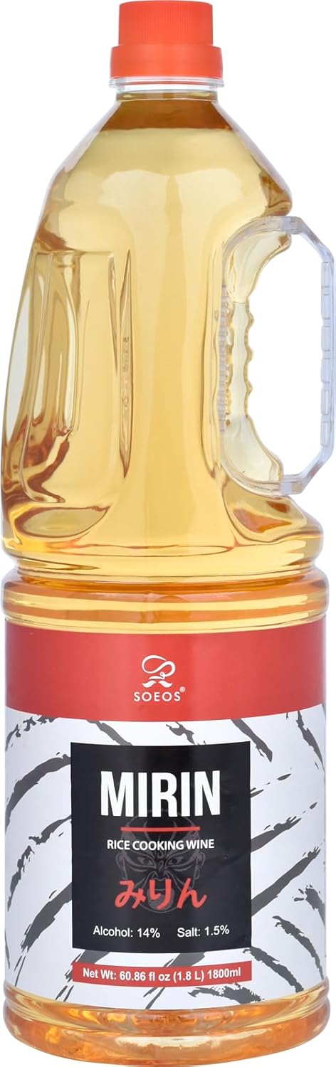 Soeos Mirin, Japanese Cooking Wine, 1.8 L (Pack of 1), Authentic Natural Sugar Sweet Rice Cooking Wine