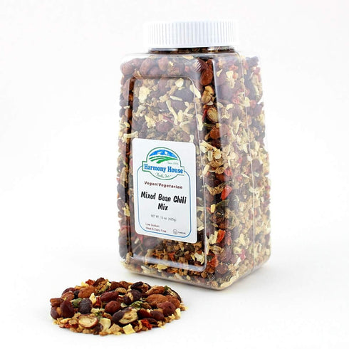 Harmony House Foods Mixed Bean Chili Soup Mix, 15 Ounce Quart Size Jar