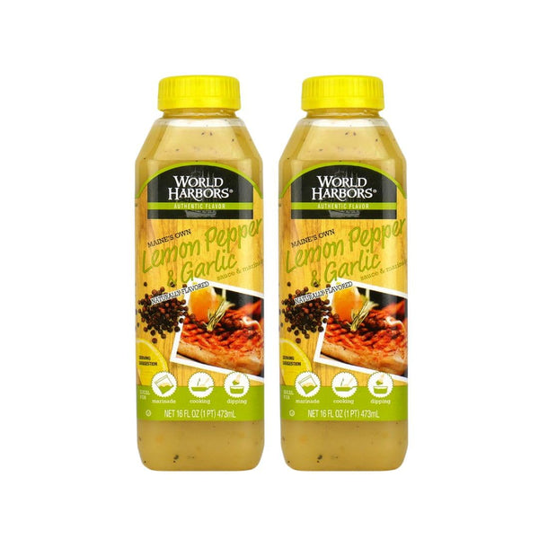 World Harbors Lemon Pepper Garlic Sauce & Marinade, Made in Maine, Ideal