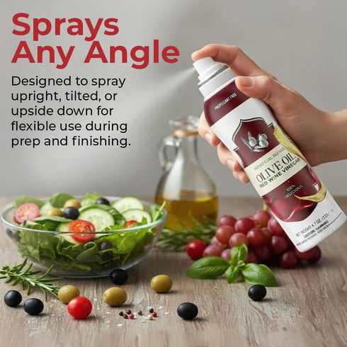 4.7 oz Olive Oil & Red Wine Vinegar Salad Spray, Vinaigrettes & Marinades, No Propellants, Quality Crafted in USA, Net