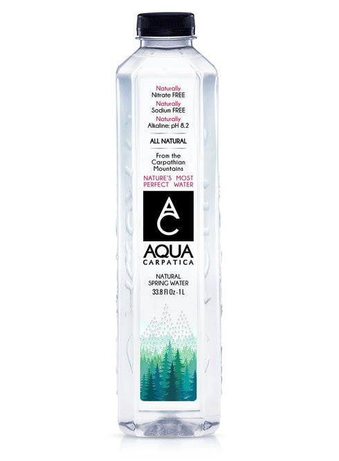AQUA Carpatica Natural Spring Water with Electrolytes, Artesian Bottled Water, 1 Liter