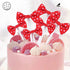 NMAS Bowknot Cupcake Topper 20 PCS Red with Dots for Children's Birthday Baby Shower Party Cake Decoration
