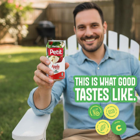 330 ml (Pack 24) Petit Apple Nectar, Cans of Refreshing Fruit Juice Beverage