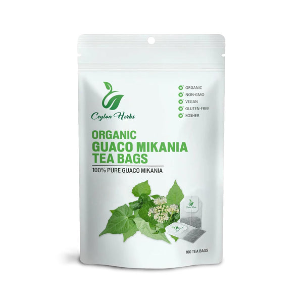 CEYLON HERBS 100 Guaco Mikania Tea Bags - 100% Pure, Organic, Wild-Crafted Herbal Tea