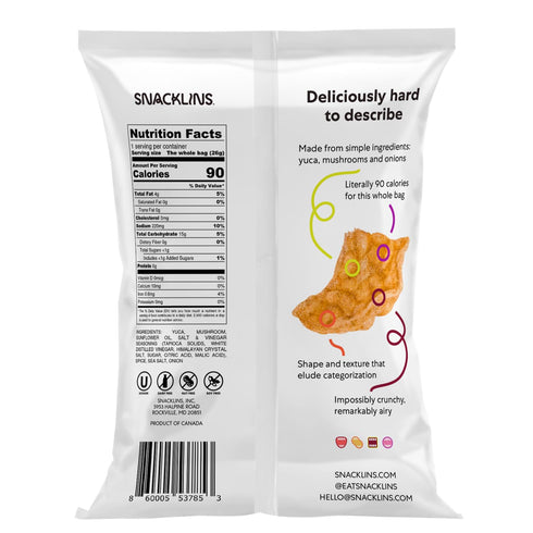 100% 100 .9oz 12) SNACKLINS Plant Based Crisps SEA SALT & VINEGAR - Gluten Free, Grain Free, Kosher, Vegan Healthy