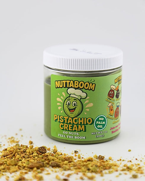 Nuttaboom 8oz Pistachio Cream Spread Natural Nut Butter with Shea Butter & Organic Coconut Oil, No Palm Oil, Healthy