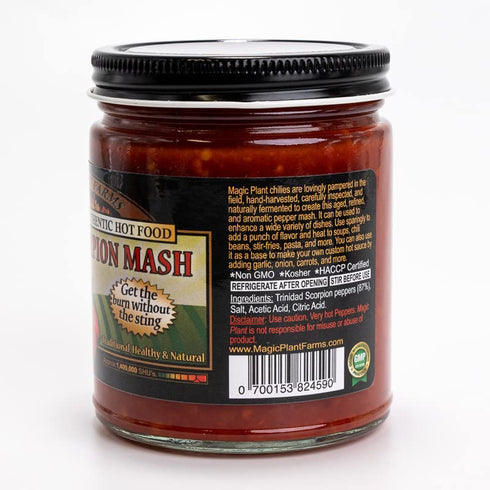 Magic Plant 1.2M 2M (9 Oz) Trinidad Scorpion Pepper Butch T Mash by - Lava Hot Scorpion Chili, - SHUs - Fruity Tangy