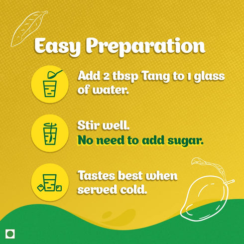 500 (17.6 oz) Tang Mango Instant Drink Mix, grams pouch - India