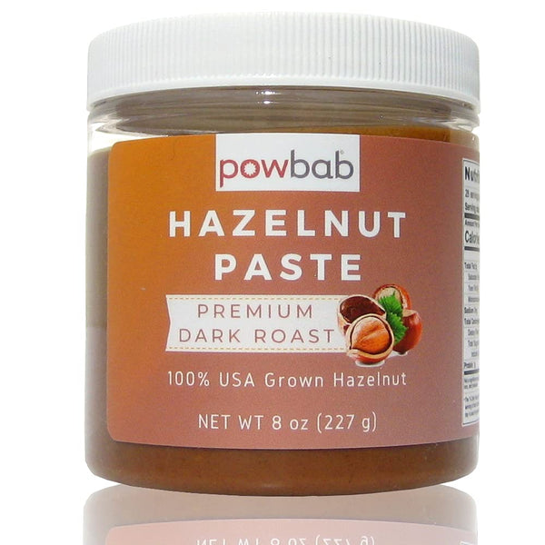 powbab Hazelnut Paste - 100% USA Grown Hazelnuts (8 oz). Premium Dark