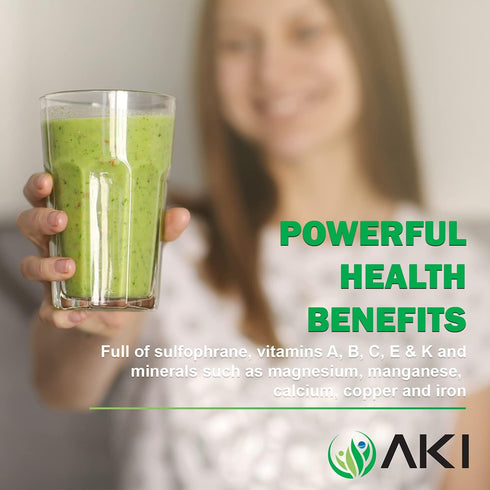 (5.29oz/150g) AKI Broccoli Sprout Powder - Ideal in Vitamins & Sulforaphane - Superfood for Green Veggie Smoothie