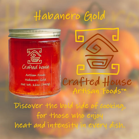 CRAFTED HOUSE ARTISAN FOODS 12 oz (Pack 4), Crafted House Gourmet Habanero Gold Jam of All-Natural Hot Pepper Jam