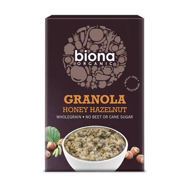 Biona Organic Honey Hazel Crunchy Granola - No added sugar 375g-2 Pack