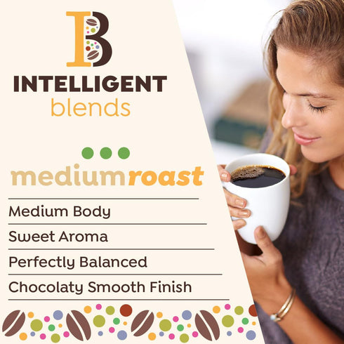 100 100% Intelligent Blends Medium Dark Roast Coffee Pods, ct, Single Serve Pods Arabica Coffee, Compatible with Keurig