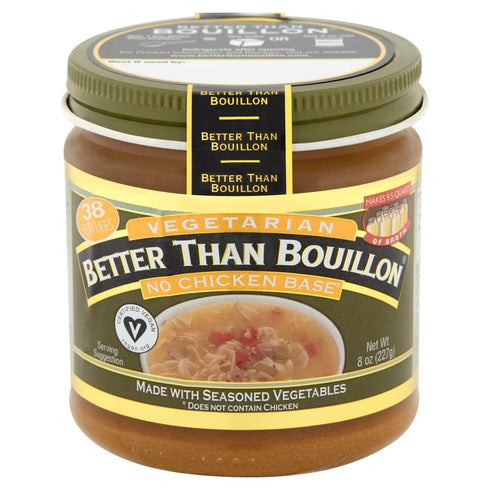 9.5 38 8 OZ (Pack 1) Better Than Bouillon Vegetarian No Chicken Base, Made with Seasoned Vegetables, Certified Vegan