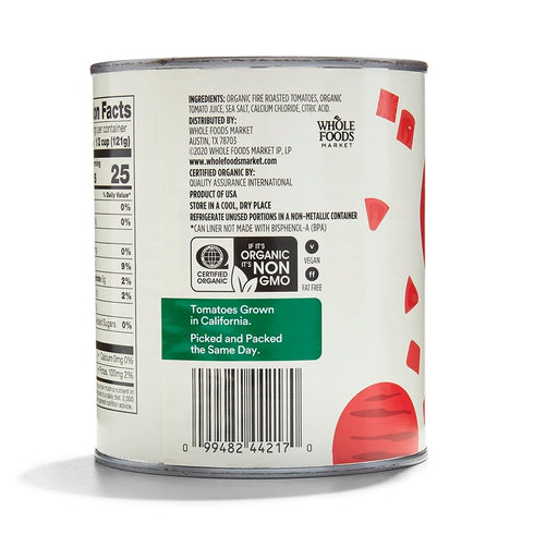 365 28 by Whole Foods Market, Organic Diced Tomatoes, Fire Roasted, Ounce