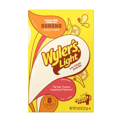 Pack 6 8 Count 48 Wyler's Light Banana Singles To Go - of - Powdered Drink Mix - Low Calorie - Sugar Free - Boxes