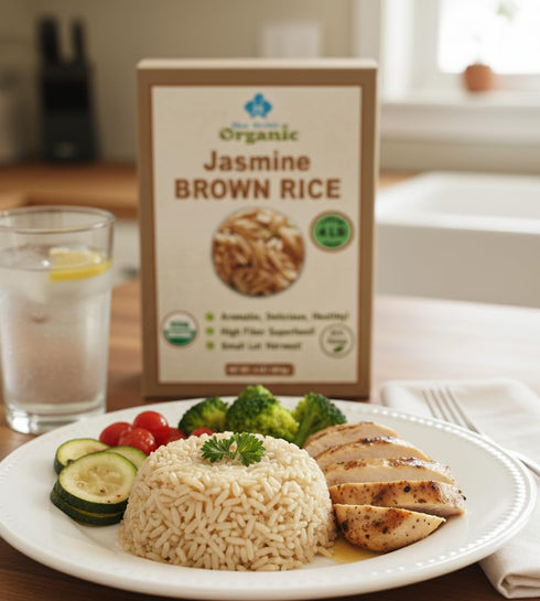 4 LB Organic Brown Jasmine Rice from Thailand - Whole Grain Vegan Natural Healthy Superfood Gluten-free