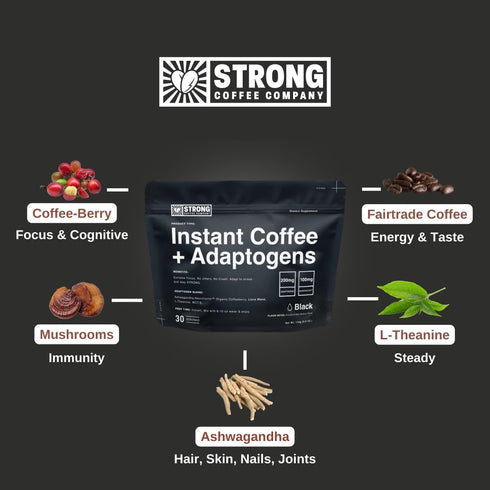 (1, 30 Strong Coffee Co. Instant Black Coffee | Premium Organic Coffee with Nootropics & Adaptogens, NeuroFactor