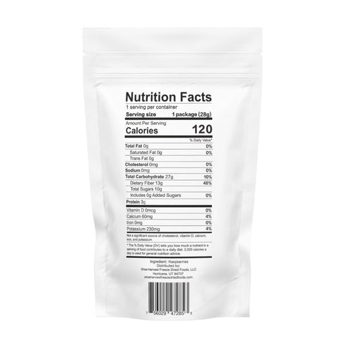 1oz Packs 100% Wise Harvest Freeze-Dried Raspberries Five | Single Ingredient Snack | Real Fruit, No Sugar Added, Just