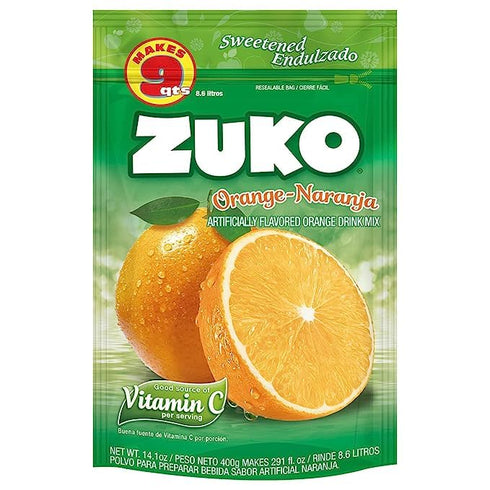 Pack, 14.1 OZ (Pack 6) ZUKO Orange Instant Powder Drink, Family No Sugar Needed, Vitamin C