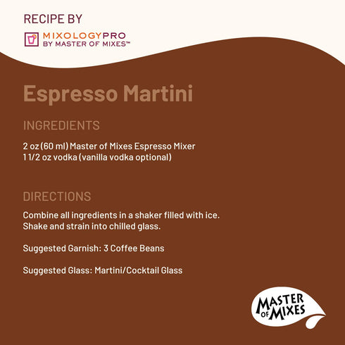1 (33.8 Oz), Pack 3 Master of Mixes Espresso Drink Mix, Ready to Use, Liter Bottle Fl