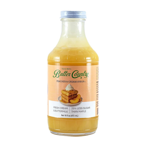 Butter Country Rich & Creamy Peach Syrup for Pancakes and Waffles, All