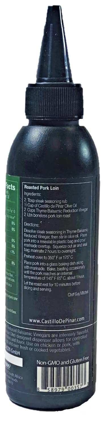 Castillo de Piñar Thyme Balsamic Reduced Vinegar - 150ml, Certified USDA Organic Non GMO