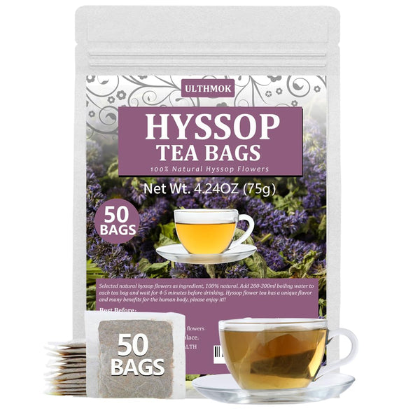 Premium 50 Hyssop Tea Bags, Made with Natural Hyssop Flowers, Support Digestion