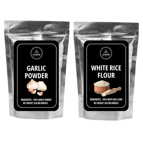 Naturevibe Botanicals Garlic Ground Powder 5lbs and White Rice Flour 5lb| Bulk
