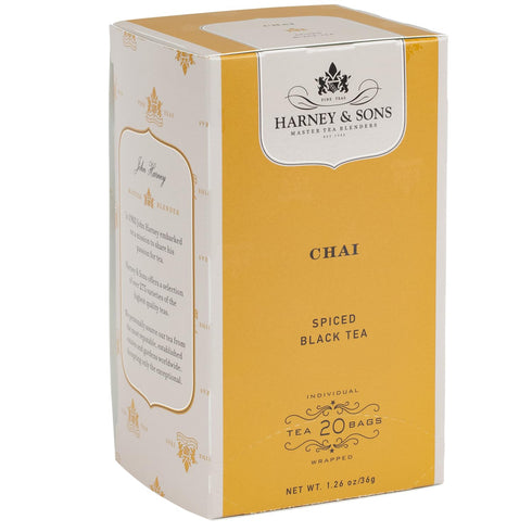 Harney & Sons Chai Tea Bags, 20 count box, Black Tea with