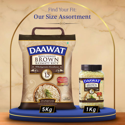 Pack, 1 (2.2 lb) Daawat Brown Basmati Rice | Whole Grain Long-Grain Rice | Naturally Aged & Aromatic | Healthy Everyday