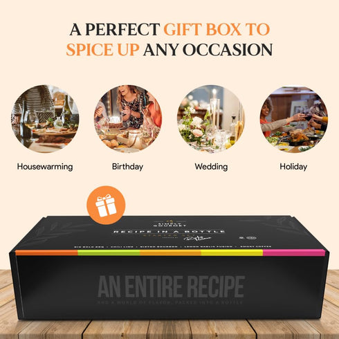 Set 5x 3oz (Packaging Spice Box Gift Bottles | Premium Blends With Recipe Cards | Best Gift for Foodies | Recipe in a