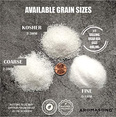 100% 2.43 LB 2.43 LB Aromasong Natural Sea Salt Coarse Grain with Fine Grain Sea Salt from the Dead Sea, Unrefined