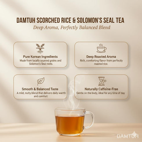 40 (1.5g Damtuh Korean Roasted Rice & Solomons Seal Tea Traditional Herbal Tea - Caffeine-Free, Sugar-Free