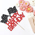 Sparkling Checkered Flag Cake Topper for Racing-Themed Birthdays