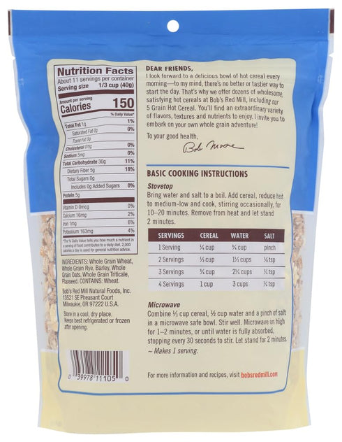 5 16 Oz. Bob's Red Mill Grain Rolled Hot Cereal