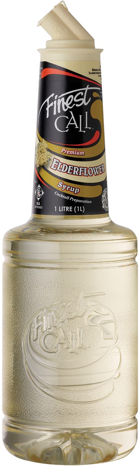 Finest Call Premium Elderflower Syrup Drink Mix, 1 Liter Bottle (33.8 Fl