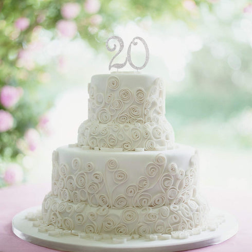 20 Years Birthday Cake Topper - New Best Crystal Rhinestone 20th Wedding Anniversary or 20 Years Old Cake Topper