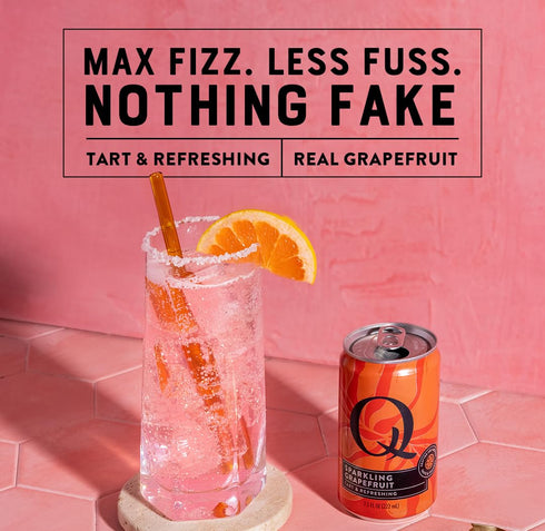 100 7.5 oz (Pack 24) Q SPARKLING GRAPEFRUIT with Real Grapefruits, Ideal for Cocktails & Mocktails- Made with Real